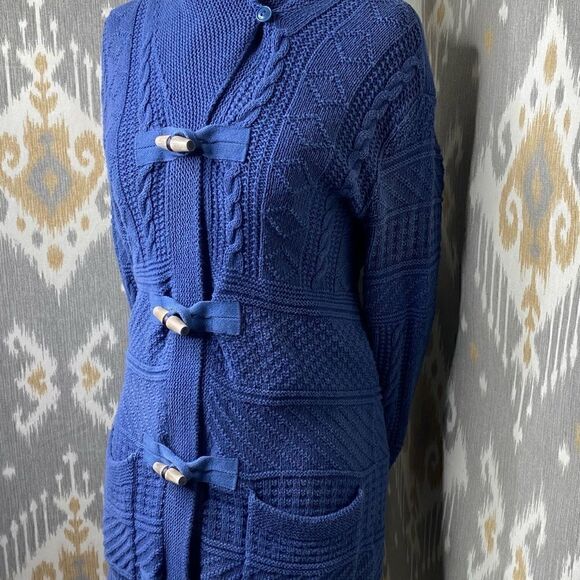 Ralph Lauren Sun Fade Blue Cotton Nautical Inspired Toggle Cardigan Sweater - Picture 10 of 16